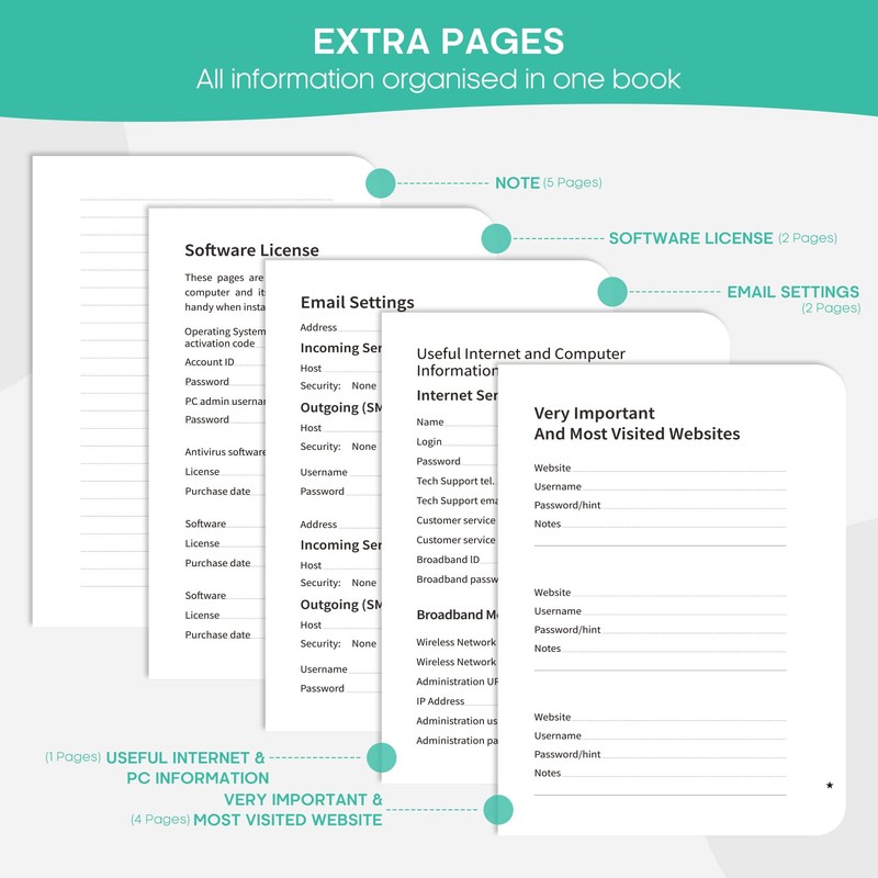 Taja Password Keeper Book with Alphabetical Tabs, Small Password Books