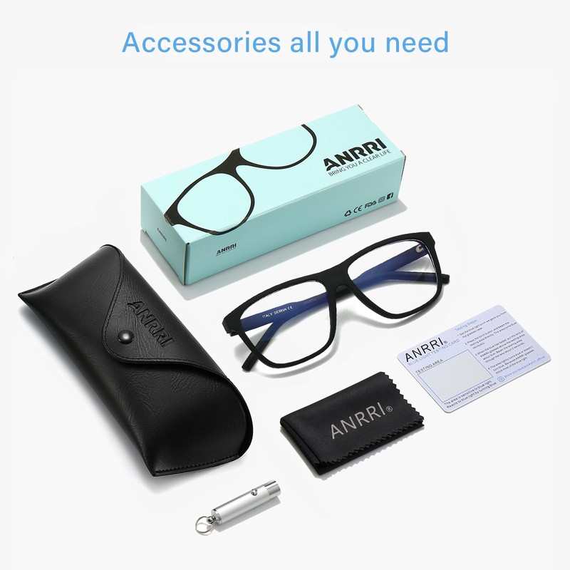 ANRRI Blue Light Blocking Glasses for Computer Rectangle TR90 frame