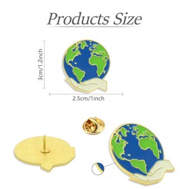 Pack of 6 Earth Pin Bulk -Metal Hat Men Women Earth Day Gifts Mini Beautiful Watercolor Planet Cute Style Badge Brooch For Green Campaigners