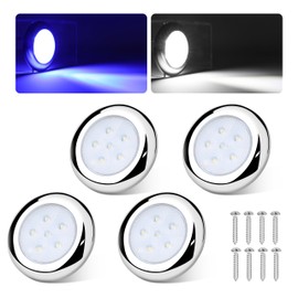 RVZONE 3inch RGBW Boat Courtesy Lights, IP68 Waterproof Stainless Steel Boat Interior Exterior Deck Cabin Transom Cockpit T Top Marine Led Light for Fishing Pontoon Bass Sailboat