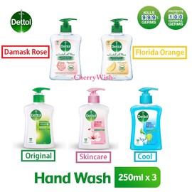 Dettol (Value / Twin Pack) 250ml Dettol Hand Wash Original/ SkinCare/ Sensitive/ Cool/ Strawberry/ Florida Orange/ Damask Rose