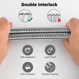 Hibbent 16mm (Outer)/10mm(Inner) Large Bore Shower Hose 1.75m -Supper Low Water Pressure Boosting Shower Hoses with Chrome, Universal Anti-Kink and Leak-Proof