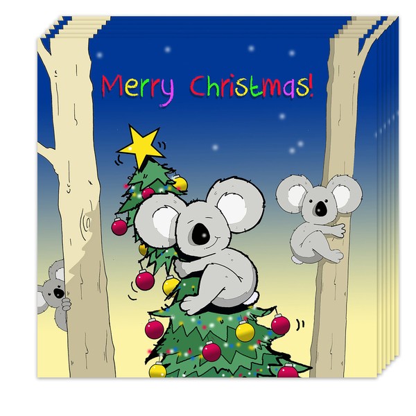 Twizler Lustige Weihnachtskarten, 6 Stück – Koalabär-Design – 6 Stück