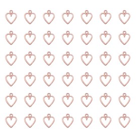 Ruwado 50 pcs Hollow Heart Jewelry Making Kits for Jewelry Making Small 1.5 x 1.2 cm Cute Accessories for DIY Crafting Project Christmas Tree Décor Necklace Bracelet Keychain Earring (Rose Gold)