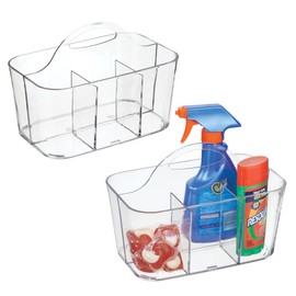 iDesign 4-Section Purpose Storage Caddy Organizer-Set of 2-Clear Handle Tote