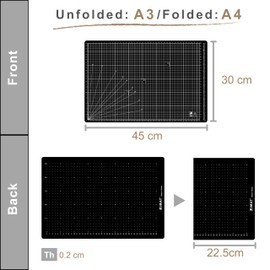 iMAT Flip Cutting Mat Note A3, 45x30 cm, Foldable, Ideal for Crafts, Paper Cutting, Hand-Drawn Illustrations, Creative Collages (Ash Grey)