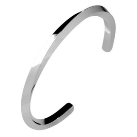 TAVARAT] Cuff Bracelet for men bangle brass twisted L-size (silver)