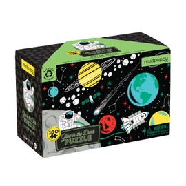 Mudpuppy Outer Space – 100 Piece Glow in The Dark Jigsaw Puzzle with a Fun Scene of Planets and Stars and Hidden Details in The Dark