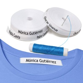 Cotton Name Tags for Sewing, Ribbons for Sewing, Washable Labels for Schools, Nurseries and Homes, Sustainable (100)