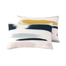 SUSYBAO Pillow Cases 100% Cotton King Size Set of 2 Abstract Colorful Geometric Print Bed Pillow Covers Mustard Yellow Aesthetic Striped Pillowcases with Envelope Closure (2 Pack, 20 in x 36 in)