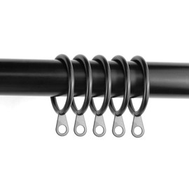 iPEAK 48 Pack Curtain Rings, Metal Curtain Rings Hanging Hooks For Curtain Rods Pole, 30 mm Internal Diameter (Black)