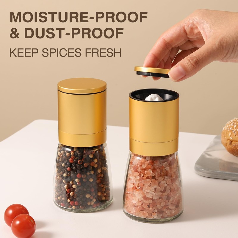 Vucchini Gold Salt and Pepper Grinder Mill - Adjustable Coarseness
