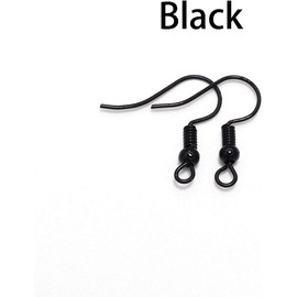 100Pcs Black 20×17mm Black Earring Hooks Hypo-allergenic Ear Wires Fish Hooks with Ball and Coil Earring Wires Jewelry Findings for DIY Jewelry Making Earring Parts Supplies,Jewelry Findings