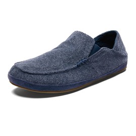 OluKai Men's Moloā Hulu Slipper, Mood Indigo/Mood Indigo, 8