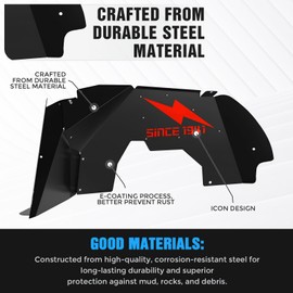 Front Inner Fender Liners Compatible with 2018-2024 Jeep Wrangler JL & JLU Unlimited Gladiator JT, Bolt-on Style Wheel Well Cover Steel Mud Guards Fenders Flares (2/4 Doors) (Lightning)