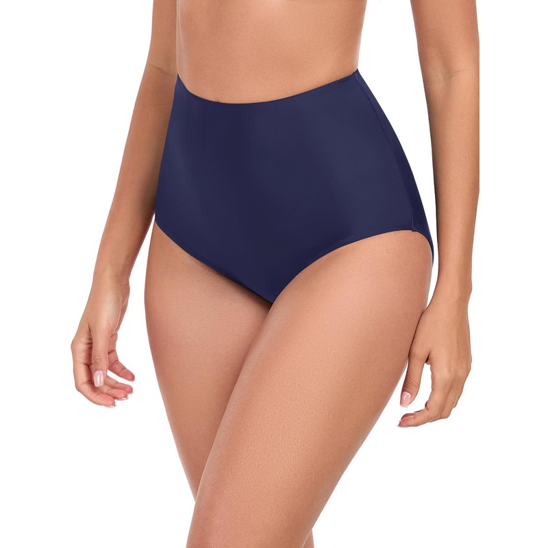 [RELELCIGA]レデイース 水着 ビキニボトムス ハイウエス 体型カバー ハイカット スイムスーツ 温泉 海(ネイビーブルー、M)