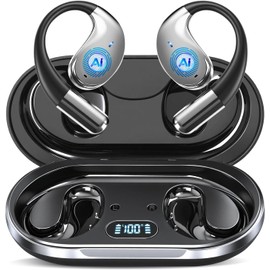 AI Earbuds Real-Time, 144 Languages Earbuds OWS 3-in-1 Translation Headphones, Over Ear Translator, Digital LED Display, Sound Leakage Suppression, EDR Technology, Hi-Fi Sound Quality, Waterproof, 60 Hours Continuous Playback, Bluetooth 5.4 Connection, T