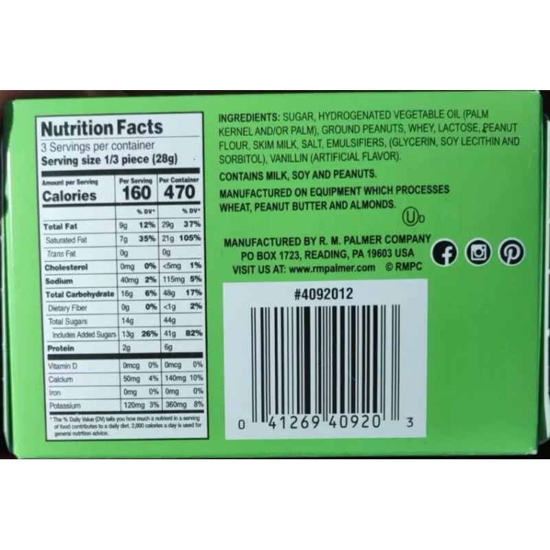 Palmer Easter Egg Palmer Peanut Butter Filled White Chocolate Flavored