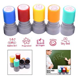 LHKJ 5Pcs Self-Inking Teacher Stamps For School Education Reward, Photosensitive Rubber Stamps, Teachers Review For Kids School Prizes