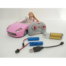 HapKid Pink Remote Control Car for Girls, 1:18 Scale RC Cars with LED Light, 2.4 GHZ Pink Truck Toy with 120 Min Long-Lasting Rechargeable Batteries, Gifts for Boys Girls Aged 4-7 (Doll Randomly)