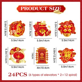 24 Pcs Chinese New Year Decorations, Chinese New Year Hanging Swirls Decorations, Happy New Years Eve 2026 Ceiling Decoration, for 2026 Spring Festival New Years Eve Home Party Decoration