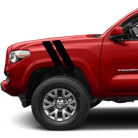 Clausen's World 4 Inch Fender Hash Mark Bars Vinyl Racing Stripes Decals, Fits Tacoma and Most Trucks, Both Sides, Black Matte
