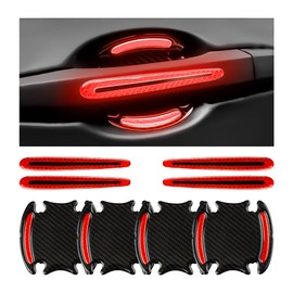 JNNJ Pack of 8 Car Door Handles Stickers, Door Handle Protective Film for Recessed Grips, Car Door Handle Paint Protection Film, Car Door Handle Cup Paint Scratch Protection Covers (Red)