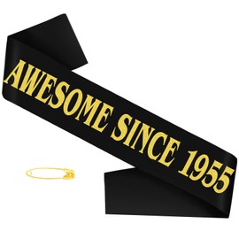 Black Gold Awesome Since 1955 Sash, Happy 70th Birthday Sash Cheers to 70 Years Sash Decorations for Women or Men 70th Birthday Party and Anniversary Party Supplies, Sign, Ideas