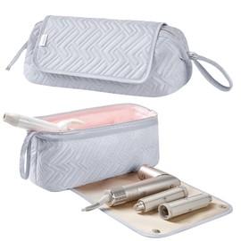 Leudes Hair Tools Travel Bag for Women Heat Resistant Mat for Travel Essentials Hot Tools Straighteners,Flat Irons,Curling Iron,Hot Air Brushes and Hair Dryer Organizer Bags 2 in 1 (Light Grey)