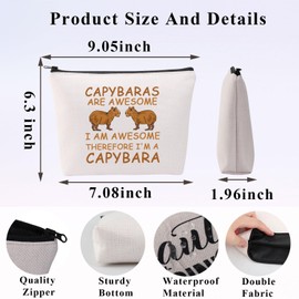 PLITI Capybara Gifts for Capybara Lovers Makeup Bag Capybaras are Awesome Therefore I'm a Capybara Funny Rodent Animal Gift (Awesome Capybara bagCA)