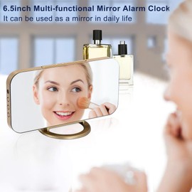 U-picks Digital Alarm Clock, 6.5" Large LED Display with Brightness Dimming Mode, Adjustable, 2 USB Charging Ports, Big SNOOZE Button for Bedroom Home Decor (Gold)