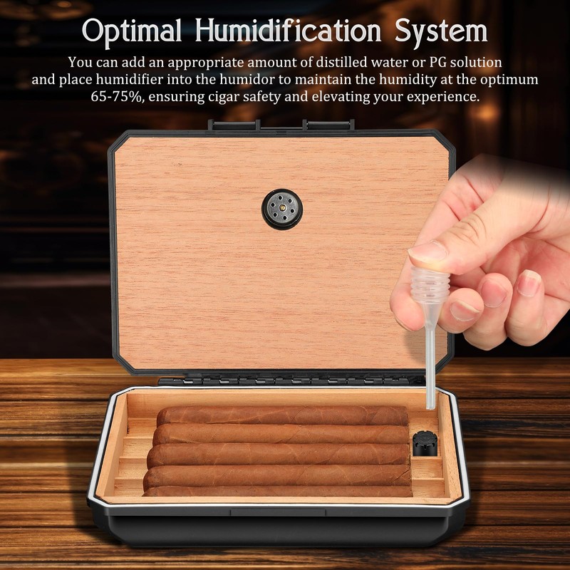 TISFA Cigar Humidor Set Travel Humidor for 5 Cigars Includes