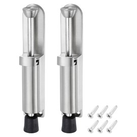 sourcing map 2 Pack Kickdown Door Stop, Spring Loaded Telescopic Door Stopper, Adjustable Door Locks Holder for Distance from The Ground 45mm/1.77", Silver