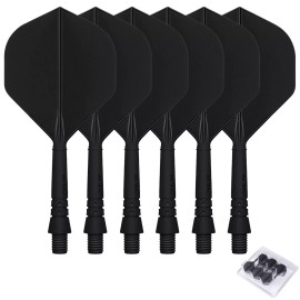 CyeeLife 2BA 6 PCS Molded Dart Flights and Shafts in One Piece Accessory - Black