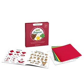 DEMDACO Origami Red, Green, and Gold Tone Paper Festive Christmas Craft Kit