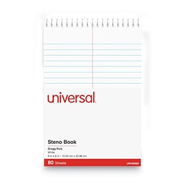 Universal 96920 Steno Book, Gregg Rule, 6 x 9, White, 80 Sheets