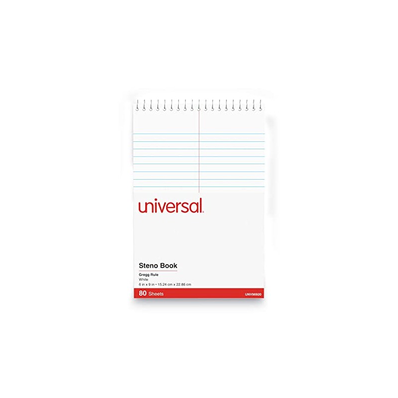 Universal 96920 Steno Book, Gregg Rule, 6 x 9, White,