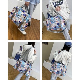 NWLR Travel Duffle Bag Weekender Overnight Bag Gym Tote with Wet Pocket for Women Girls Workout Duffel Bag Water Resistant (W-Cute Cats+Toiletry Bag)