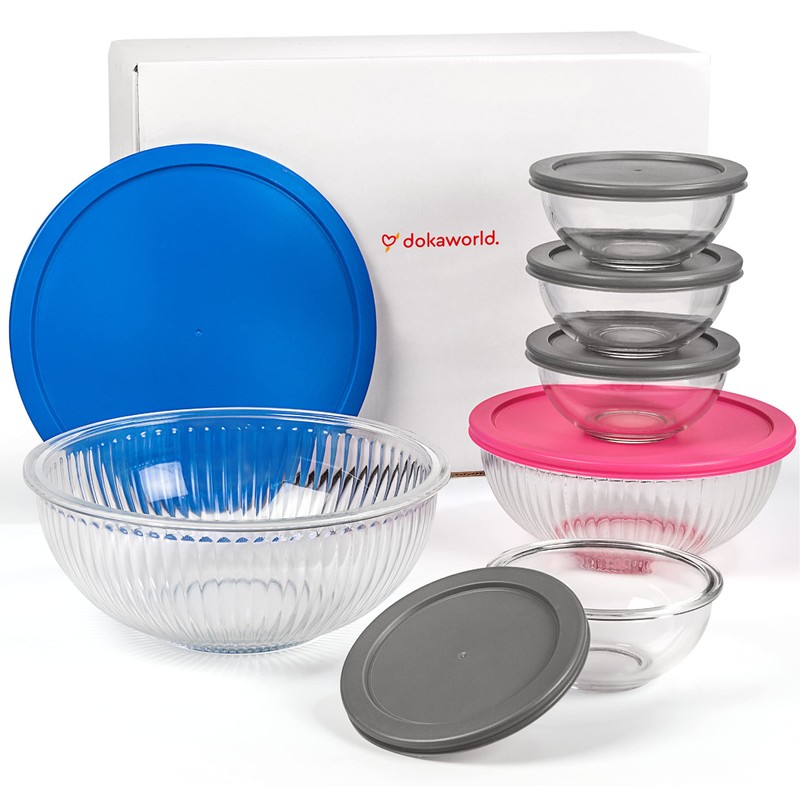 dokaworld Set of 6 Stackable Space-Saving Nesting Glass Bowls with