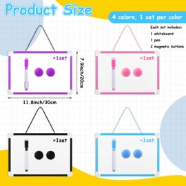 Haiabei 4Pcs Dry Erase Whiteboard 8 x 12'' Magnetic White Board A4 Magnetic Double-Sided Dry Erase White Board Easel with Lanyard Includes 4 Pens 8 Magnets for School Office Home Drawing