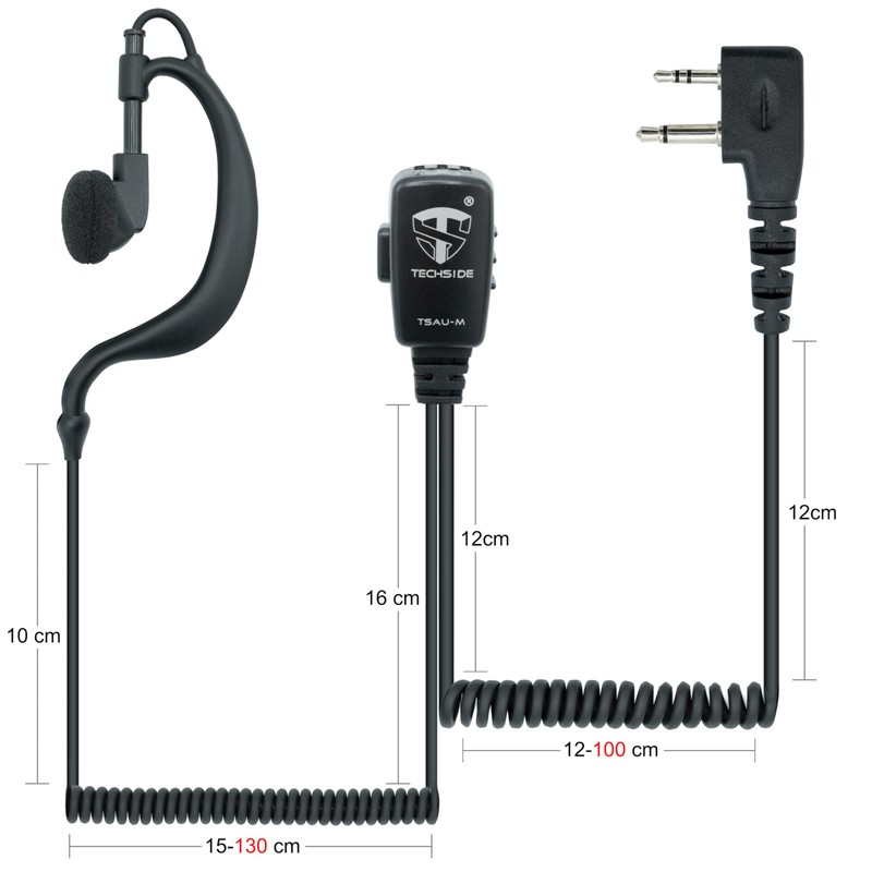 TechSide Midland 2 Pin Wraparound Headset Microphone | For Radios