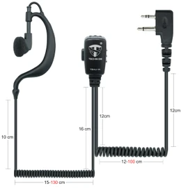 TechSide Midland 2 Pin Wraparound Headset Microphone | For Radios | Compatible with G7 pro G8 G9 pro M24 M24 Plus M48 M99 G6 XT G7 XTR | Airsoft Security Monitoring
