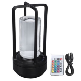 Cordless Table Lamp Crystal Lampshade 16 Color Temperatures Remote Control Touch Control RGB Dimmable LED Desk Lamp Black
