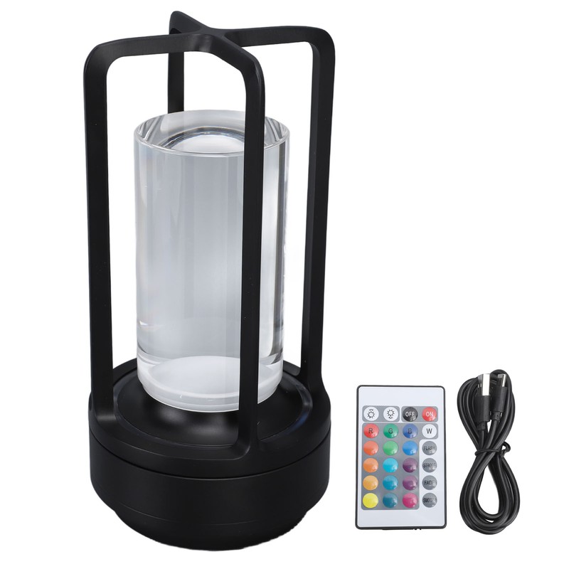 Cordless Table Lamp Crystal Lampshade 16 Color Temperatures Remote Control