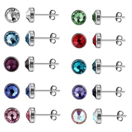 G23 Titanium Stud Earrings for Women, Men, Girls, Hypoallergenic, Nickel Free, 3 mm / 4 mm / 5 mm / 7 mm Crystal Earrings, Birthday Gift, Titanium, Crystal