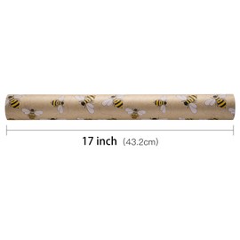RUSPEPA Kraft Wrapping Paper Roll - Mini Roll - Bee Design Great for Birthday, Party, Baby Shower - 17 Inches X 16.5 Feet