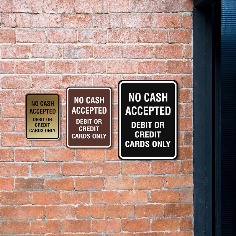 Signs ByLITA Portrait Round No cash accepted debit or credit