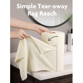 Fantasticlean Fantasticlean Microfiber Cleaning Cloth Roll, 12" x 12"- 75 Sheets, Reusable Tear Away Microfiber Towels, Ultra Absorbent Dish Rags for Car, Home or Office (Beige Ripple)