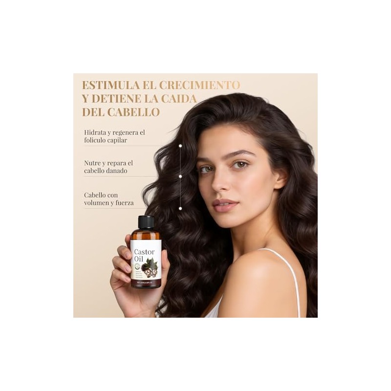 2PCS Aceite de Ricino Puro,Castor Oil para Cuidado de Cabello
