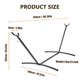 Hammock Stand Adjustable, Portable Hammock Stand Heavy-Duty Anti-Slip, 440-Pound Capacity for Garden Patio Men Backyard Women Children, Black